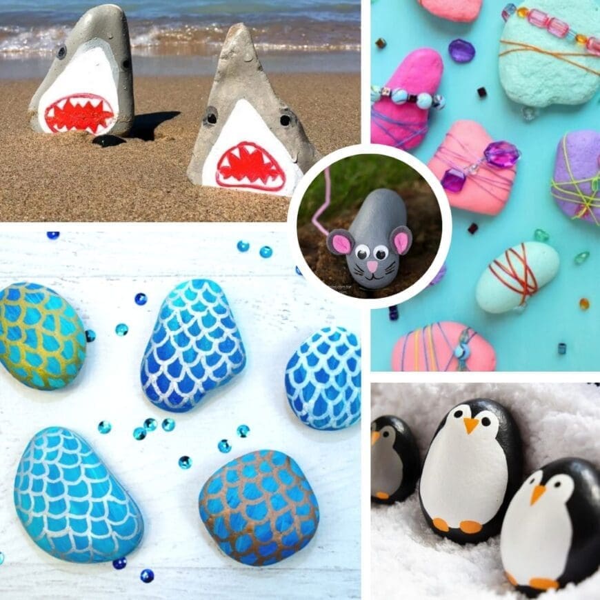These simple Rock Painting ideas for kids are great for inspiring ideas when painting stones. You can paint your rocks and hide them for people to find.