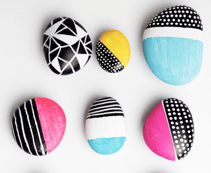 Bright painted rocks for kids