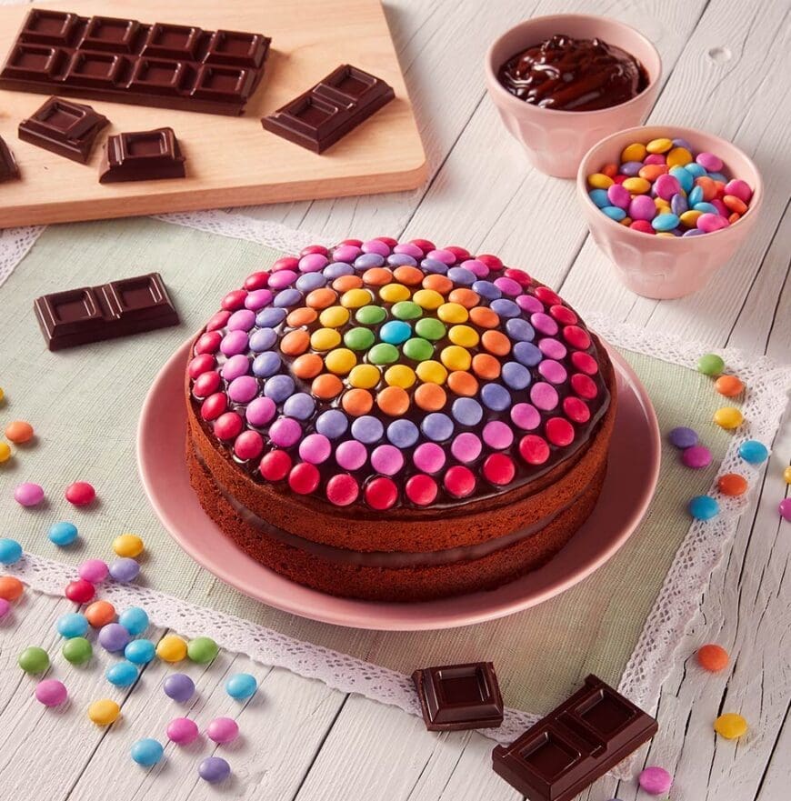 Smartie decorated bithday cake