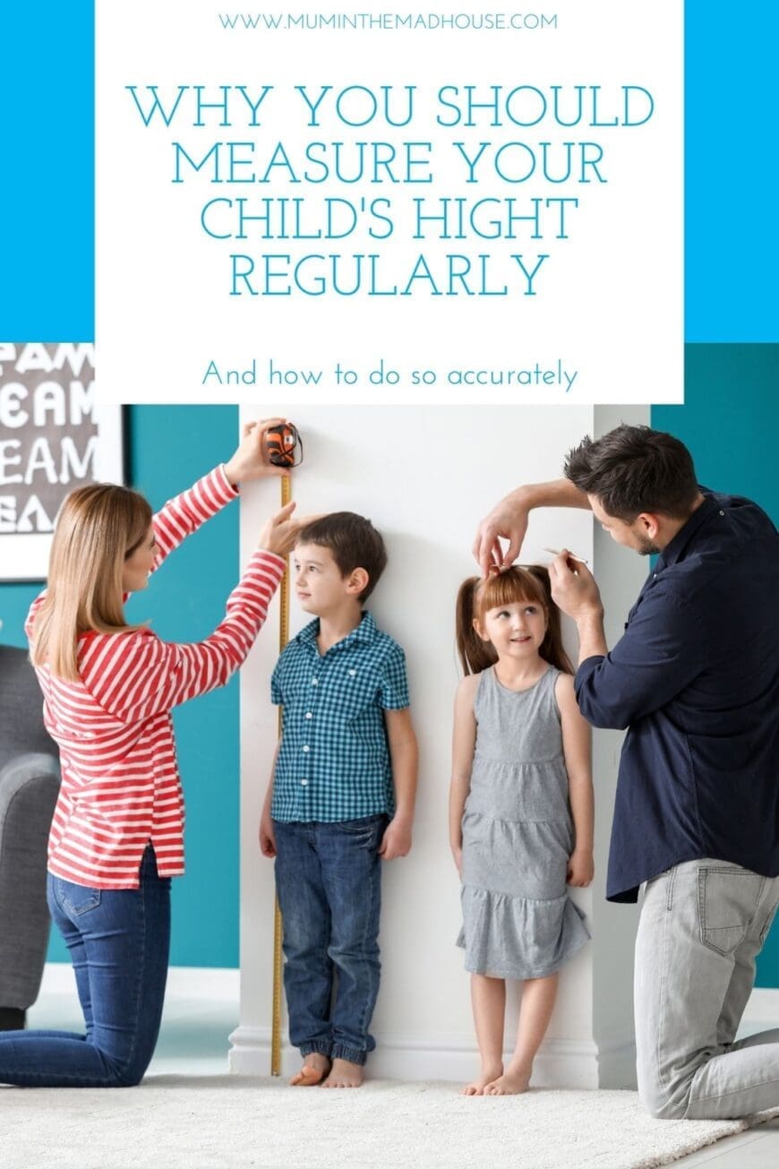 Parents measuring height of children