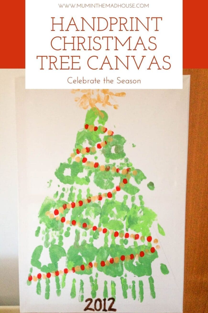 This Handprint Christmas Tree is a fun Christmas craft! Kids of all ages can help make this handprint Christmas tree and put it on display for Christmas!