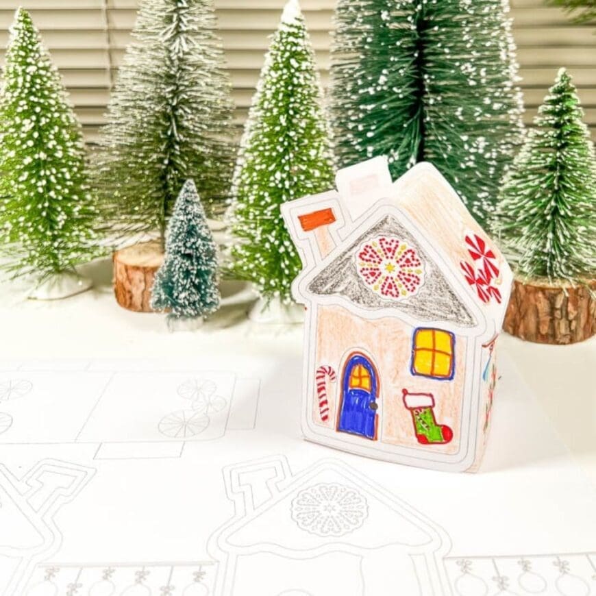 Kids Gingerbread House Craft with Free Printable Template