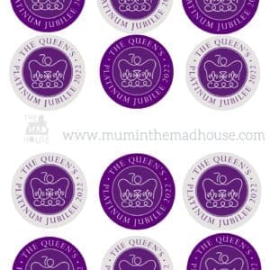 Purple Platinum Jubilee Cake Circle toppers