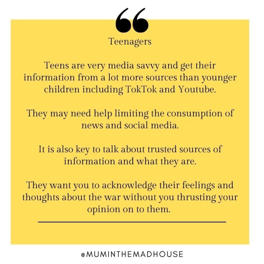 Age appropriate tips for talking to children about war and conflicts