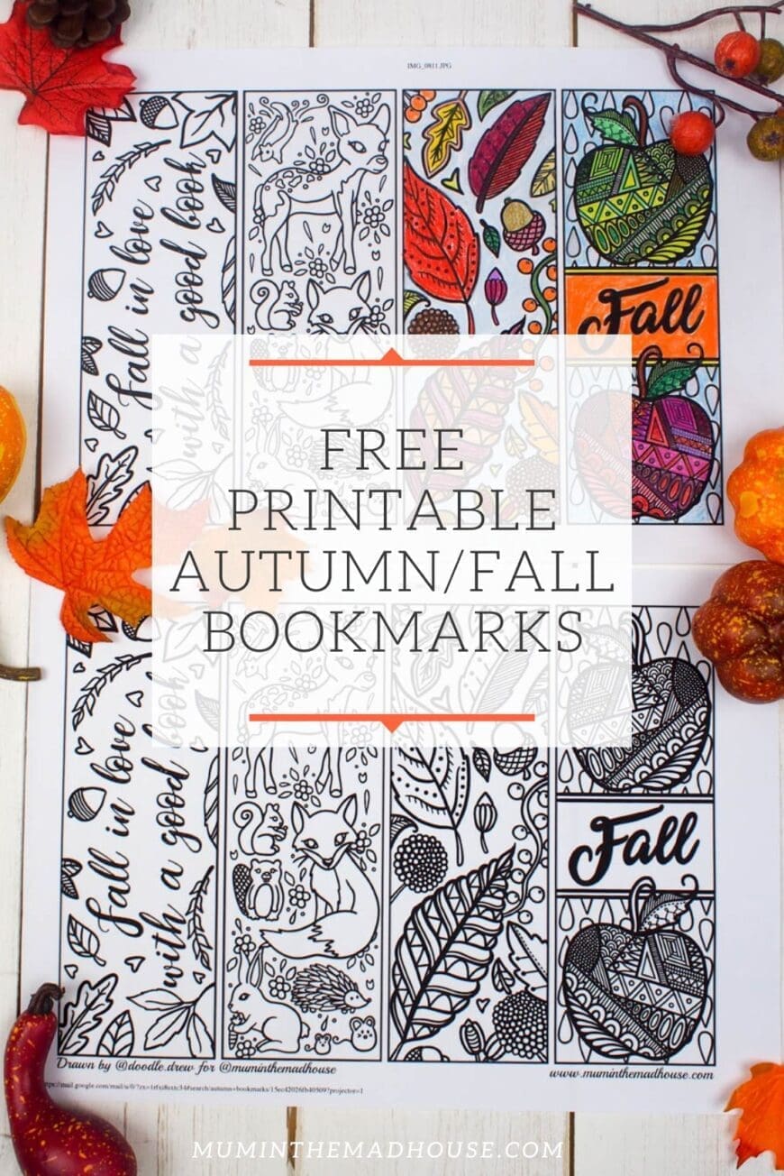 Celebrate fall with these adorable free printable bookmarks to colour. Great as gifts, classroom activities, or just for curling up with your favourite autumn reads.