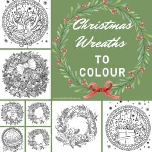 Christmas Wreaths to Colour