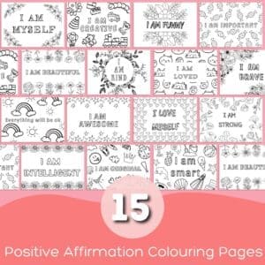 Simple Positive Affirmation Colouring Pages for Kids