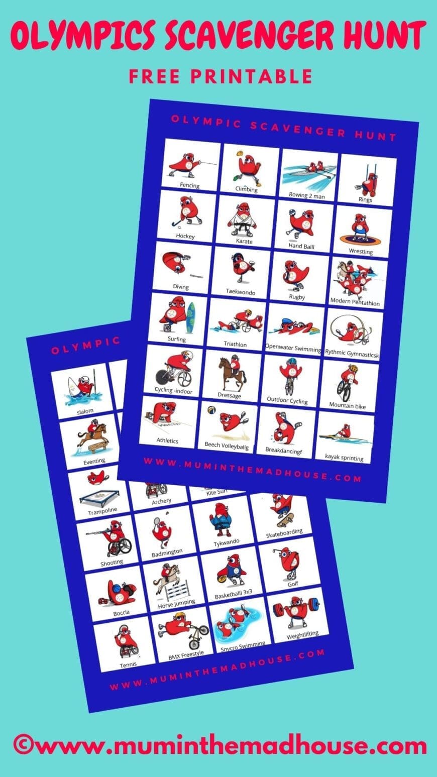 Summer Olympic Scavenger Hunt Printable