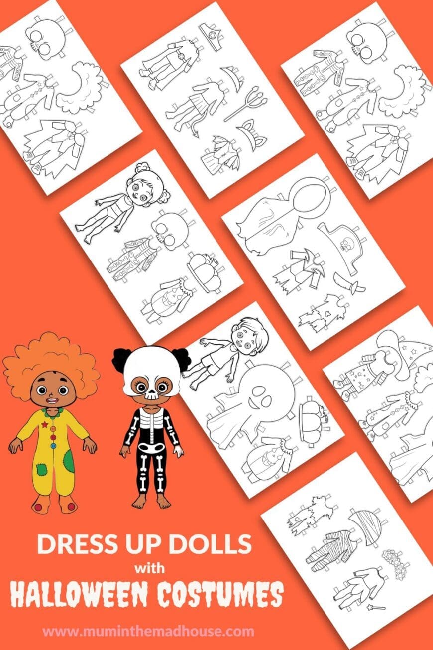 Engage your kids in imaginative play this Halloween! Download and customize free printable paper dolls with a variety of eerie and fun costumes.