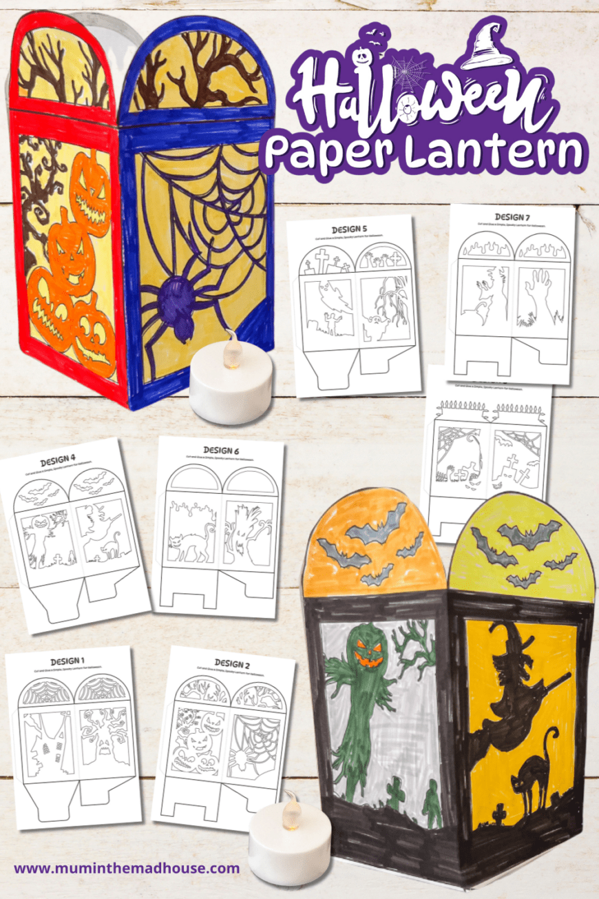 Get ready for Halloween with these easy DIY paper lanterns! Choose from 7 free printable designs, perfect for kids to color or cut. Create your spooky decor today!