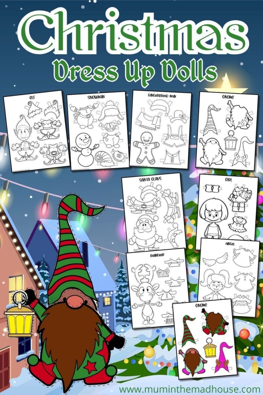 Bring holiday magic to life with these free printable Christmas dress-up dolls! Featuring 8 characters like Santa, an elf, a gnome, and more for kids to enjoy.