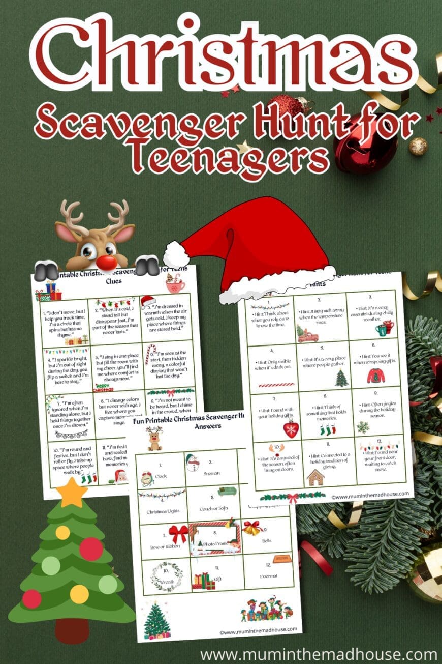 ooking for a unique Christmas activity? Try this scavenger hunt with fun, teen-friendly clues! Download the free printable for easy setup