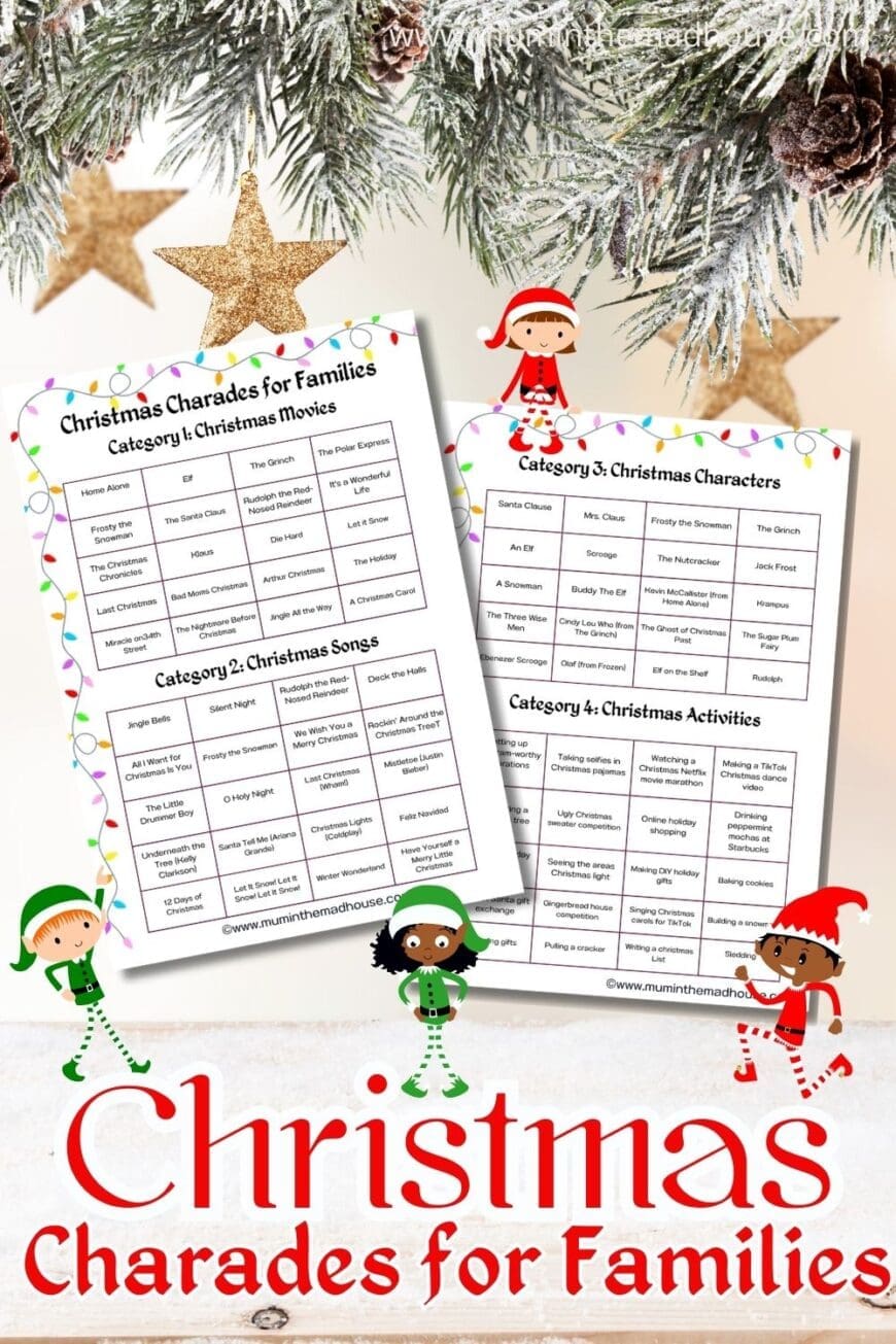 Make Christmas game night fun for the whole family with these Christmas Charades! Includes teen-specific clues to keep everyone entertained this holiday season