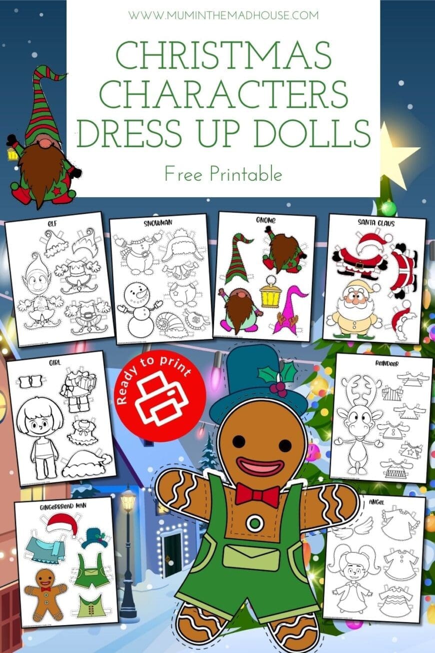Fun, festive, and free! These printable Christmas dress-up dolls include Santa, reindeer, angel, and more—perfect for holiday crafts and creative play