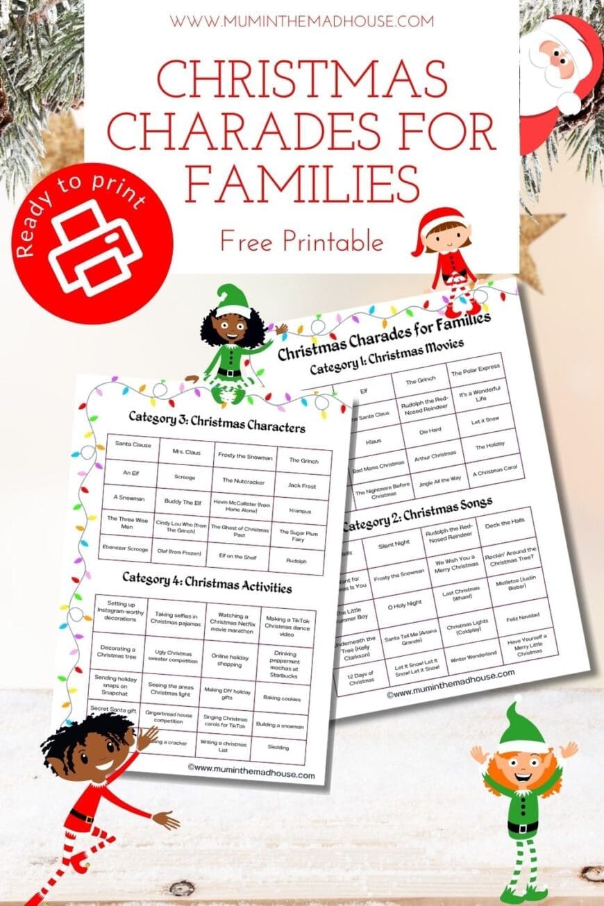Looking for a festive game idea? Try Christmas Charades! Packed with clues for all ages, including teens. Perfect for family bonding during the holidays