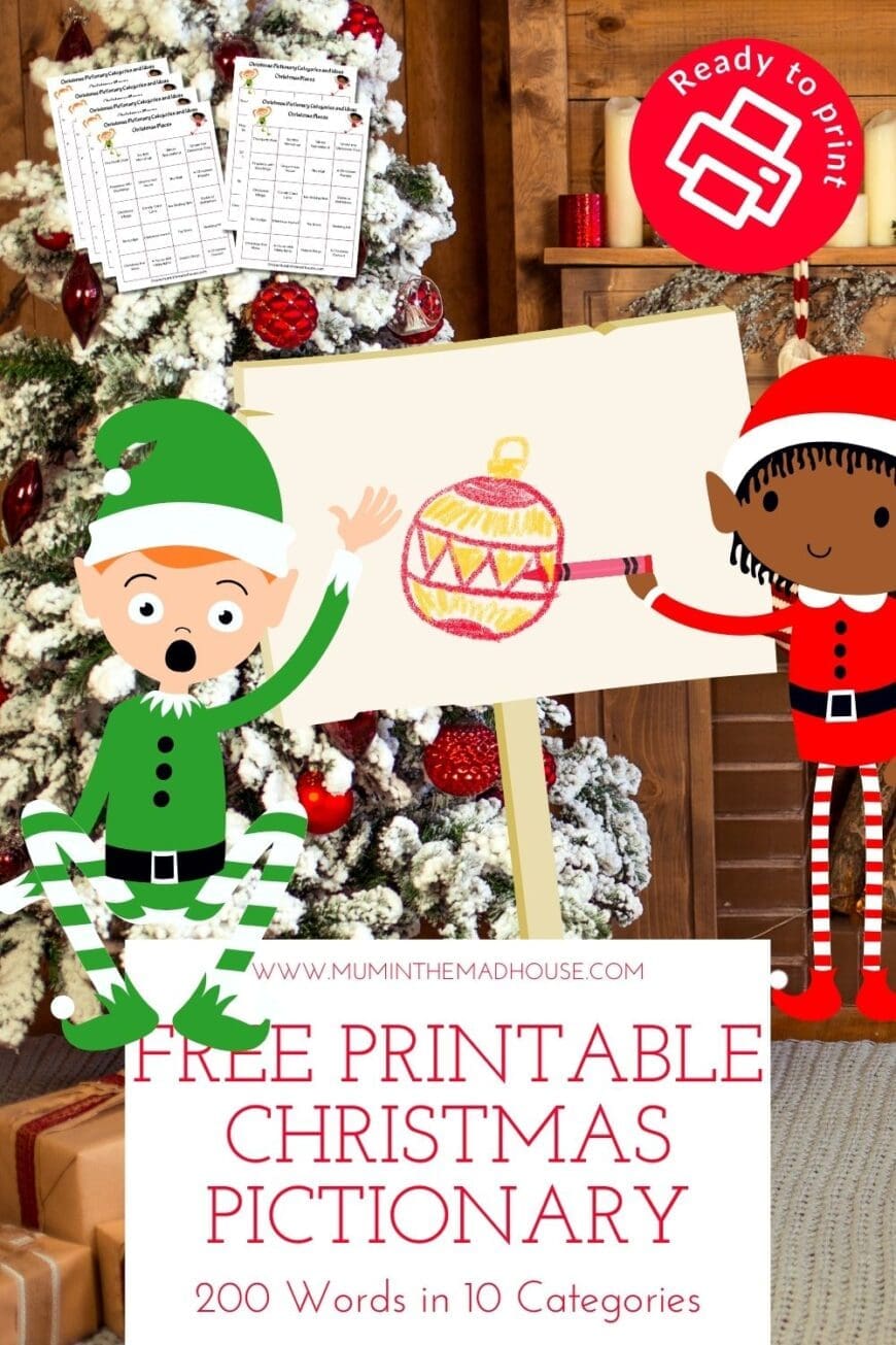 Spice up your Christmas party with these free printable Christmas Pictionary cards. Easy to use and fun for everyone, from kids to adults. Download and play today!