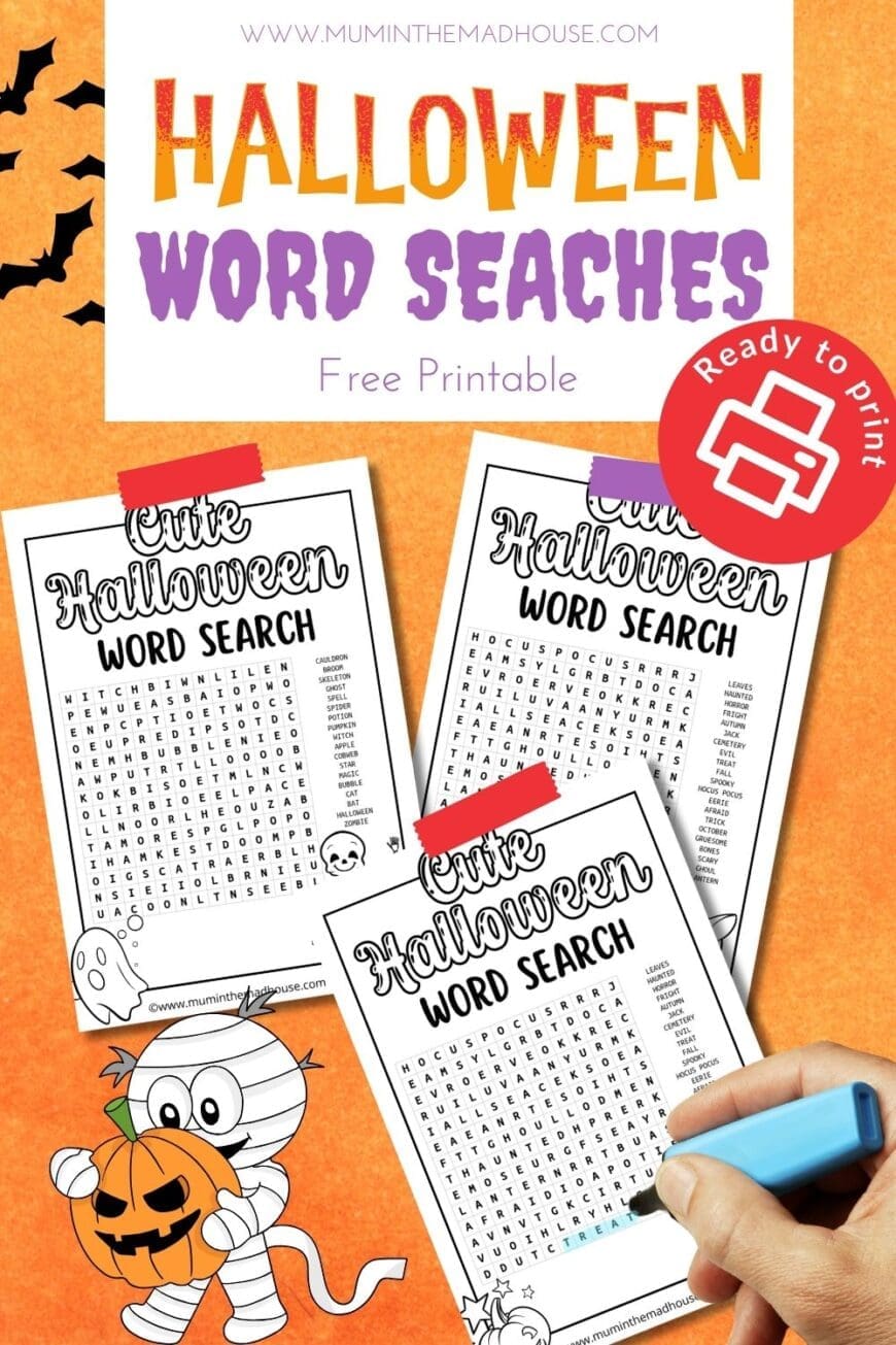 Looking for a fun Halloween activity for kids? Download these 3 free printable Halloween word searches! Packed with spooky, kid-friendly words, they're perfect for classrooms and parties.
