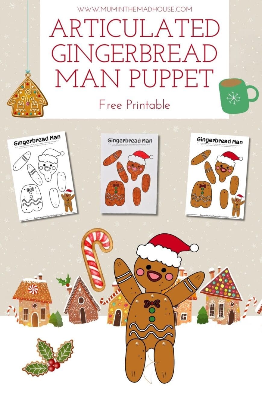 Make your own Gingerbread Man puppet with our free printable template. Available in a pre-colored version or as a blank canvas for your creative touch!