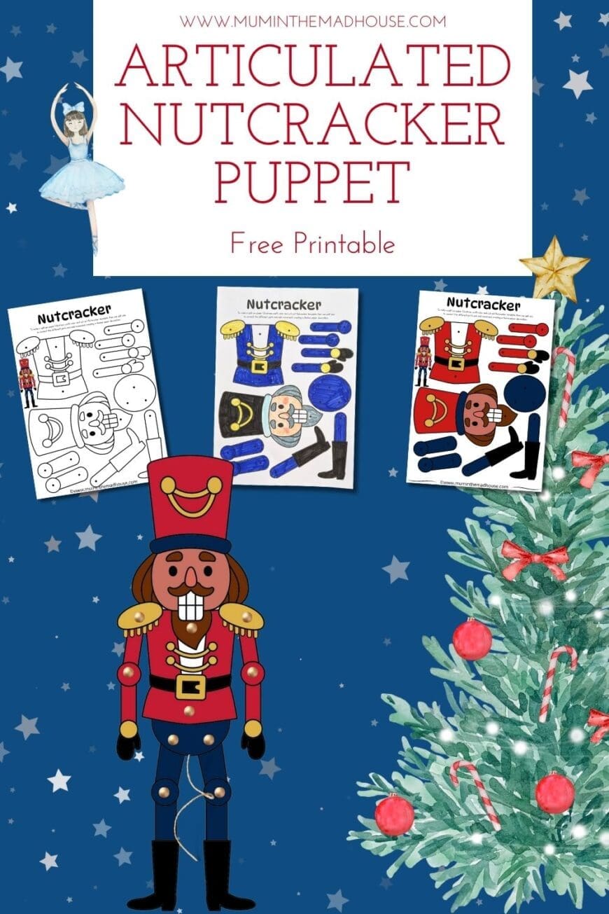 Celebrate the holidays with this classic Nutcracker puppet! Download your free printable—choose from a colored or coloring version for a festive activity.