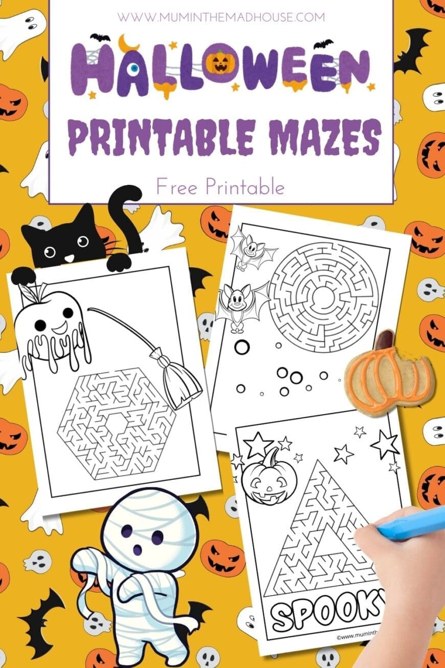 Download 9 free Halloween maze printables that are perfect for kids! Featuring fun Halloween-themed designs, these mazes will keep them engaged all season long. 