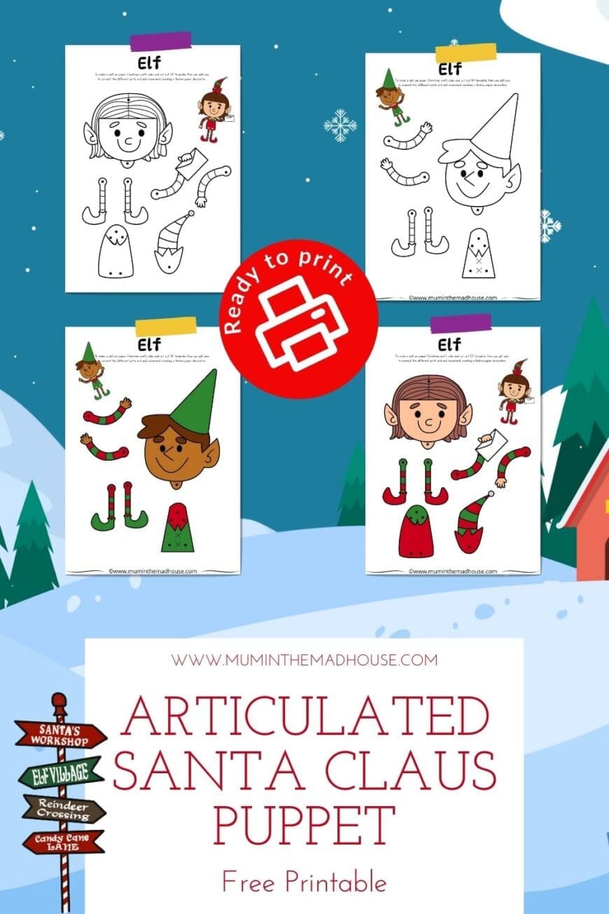 Get crafty this Christmas with our free printable elf puppets. Available in colored and coloring versions, these elves are perfect for holiday fun with kids!