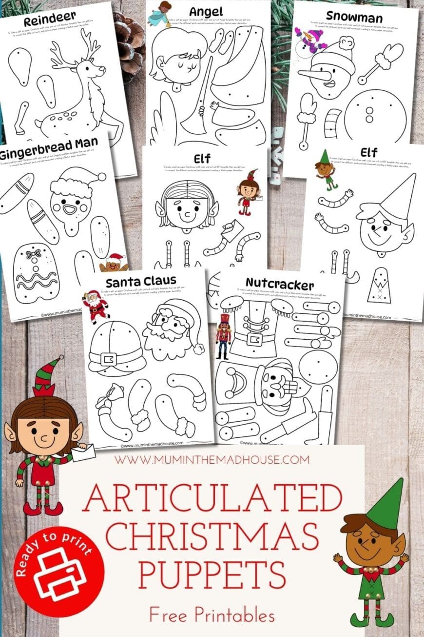 Get ready for holiday crafting with these free printable Christmas puppet templates! Choose from Santa, elves, reindeer, a snowman, and more to create fun, movable puppets