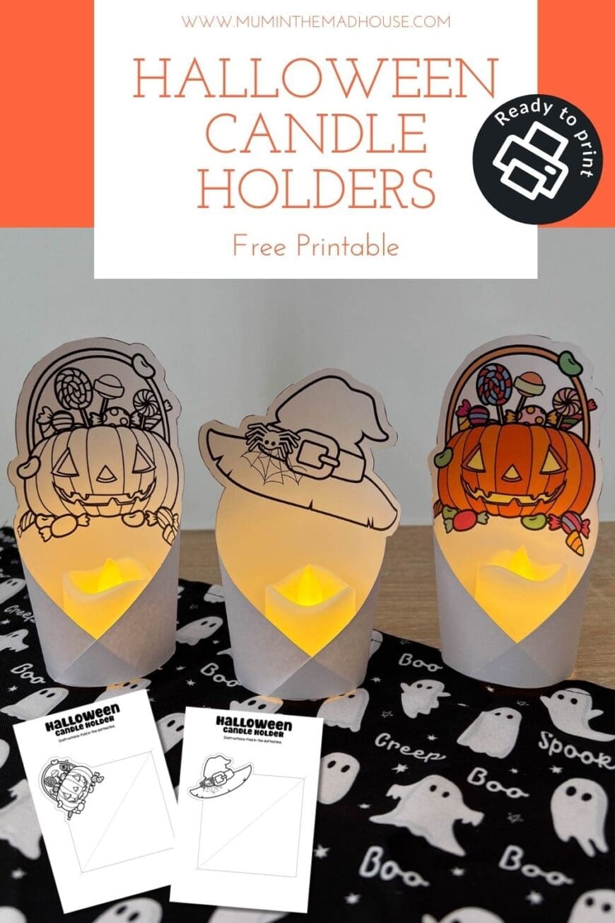 Halloween is more fun with DIY crafts! Print, color, and assemble your own candle holders with these free printables, perfect for battery-operated tealights
