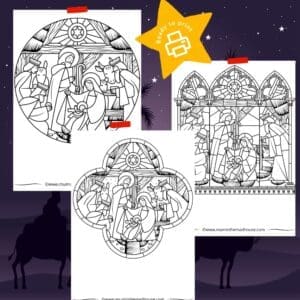 Stained Glass Nativity Coloring Download