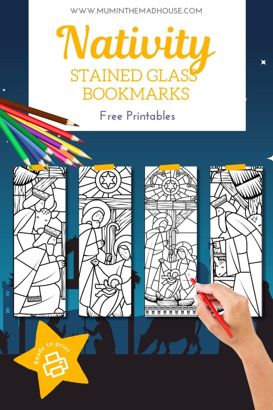 Looking for a festive activity? These free printable stained glass Nativity bookmarks are perfect for a Christmas craft project. Fun, creative, and meaningful