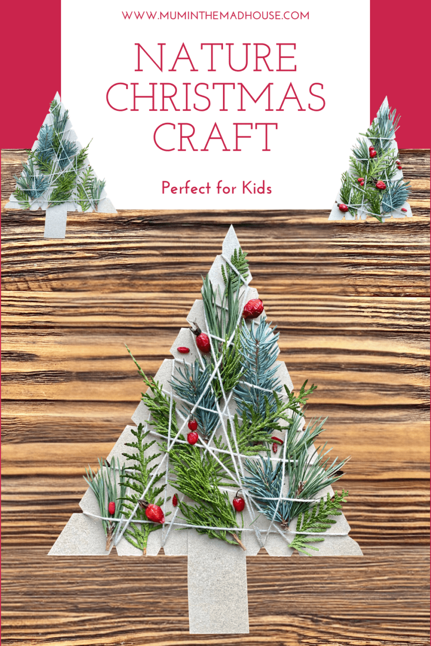 Looking for a simple holiday craft? This nature-inspired Christmas tree made from cardboard and real greenery is perfect for kids and a great way to bring the outdoors inside!