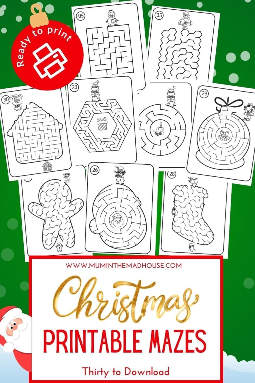 Get 30 free Christmas maze printables for kids! Fun and challenging holiday-themed mazes, perfect for parties, classrooms, or at-home activities. Download them now!