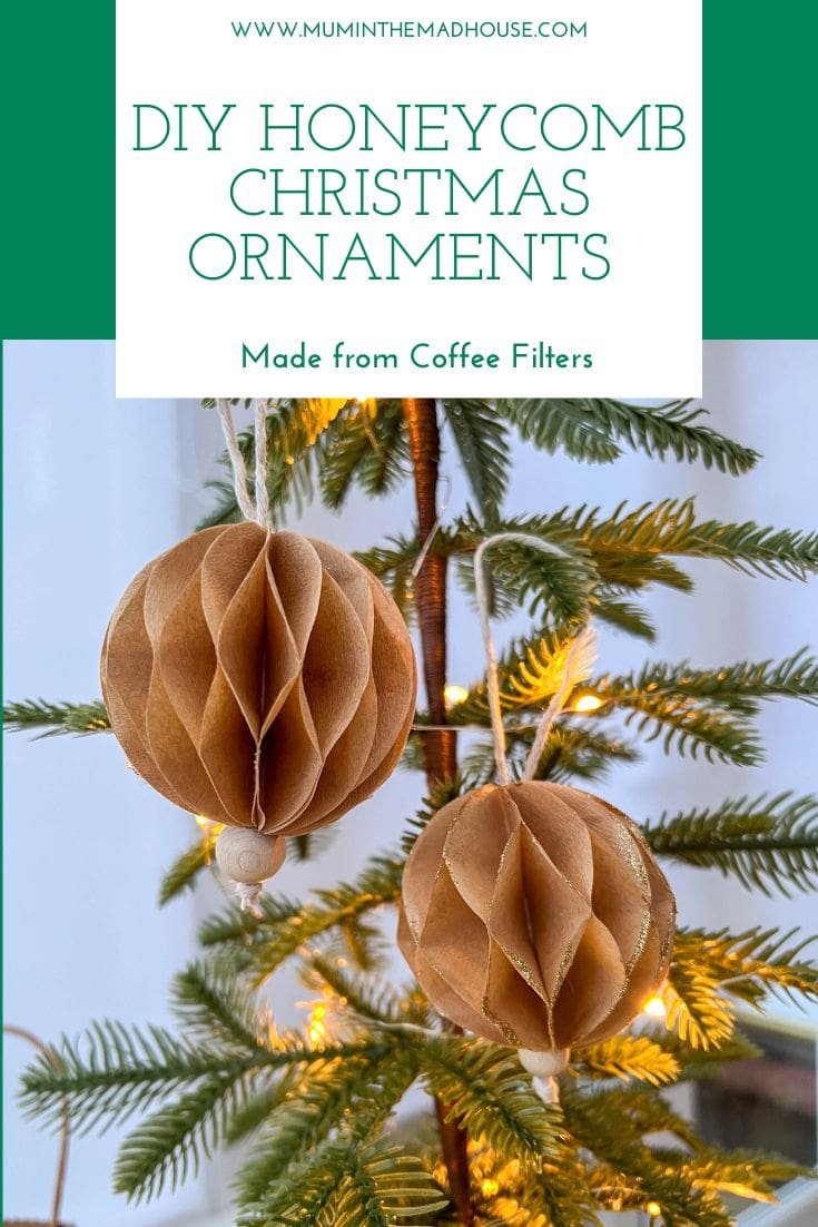 Create stunning DIY honeycomb Christmas ornaments using coffee filters! This simple craft is perfect for adding a handmade, festive touch to your holiday decorations.