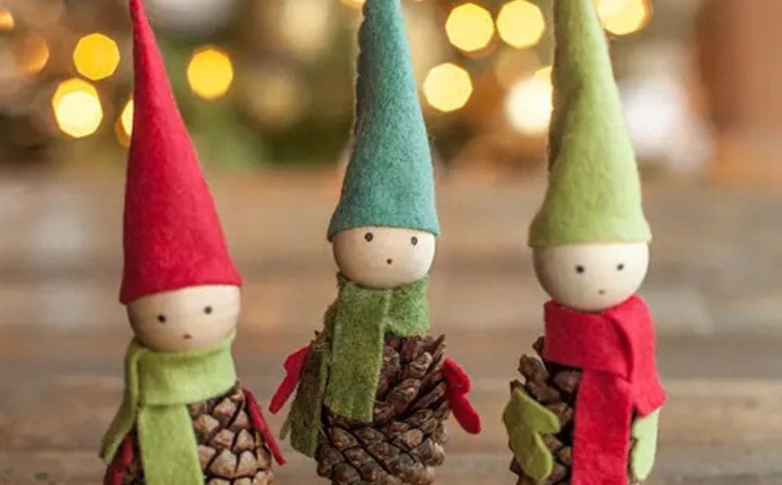 Lia Griffith’s felt and pine cone elves