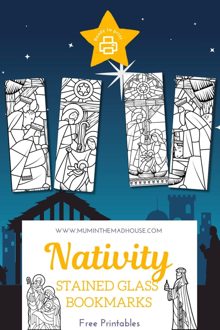 Celebrate the true meaning of Christmas with these stained glass Nativity bookmarks. Print, color, and gift them as thoughtful holiday presents. Download for free now