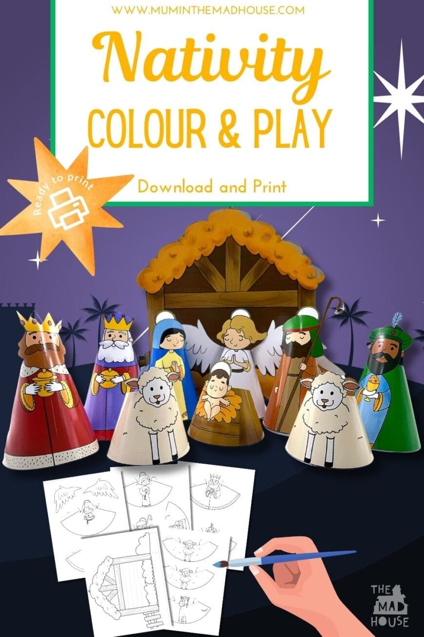 Looking for an easy and creative Christmas activity for kids? Try these printable Nativity cones! A fun way to teach the Nativity story while they play.