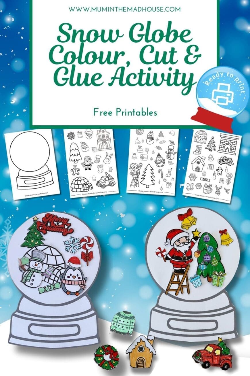 This printable snow globe craft is perfect for kids! Let their creativity shine as they build their own winter wonderland with festive, cut-and-stick designs.