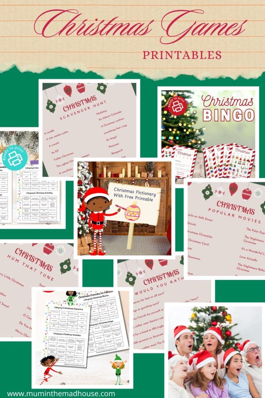 Get ready for festive family fun with printable Christmas games! From scavenger hunts to bingo and Pictionary, these games are perfect for holiday gatherings.