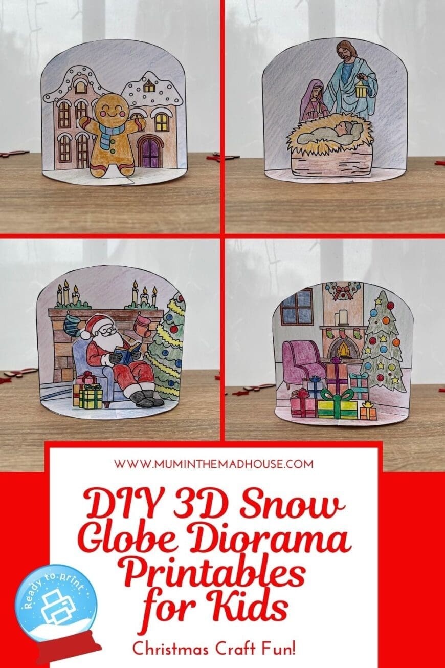 These printable Christmas dioramas let kids create their own 3D snow globe scenes! Great for home decor, classroom crafts, or Sunday school activities.