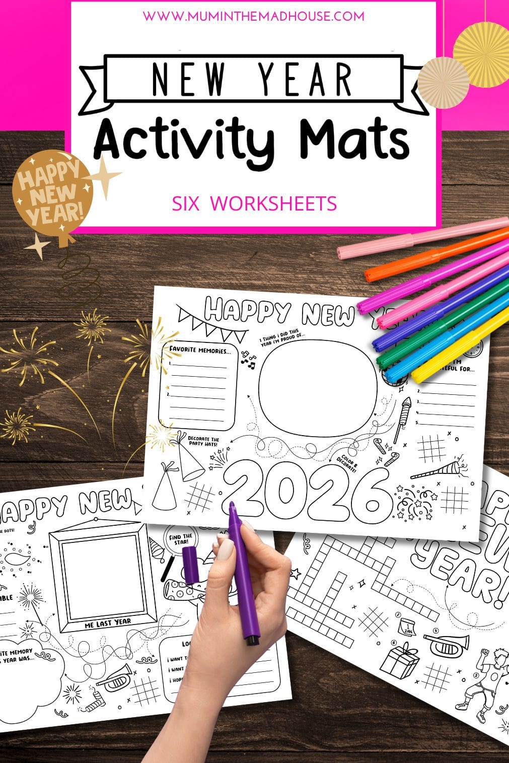 Keep kids entertained and inspired with these New Year’s Eve activity mats! Free printables filled with puzzles, coloring, and goal-setting activities.