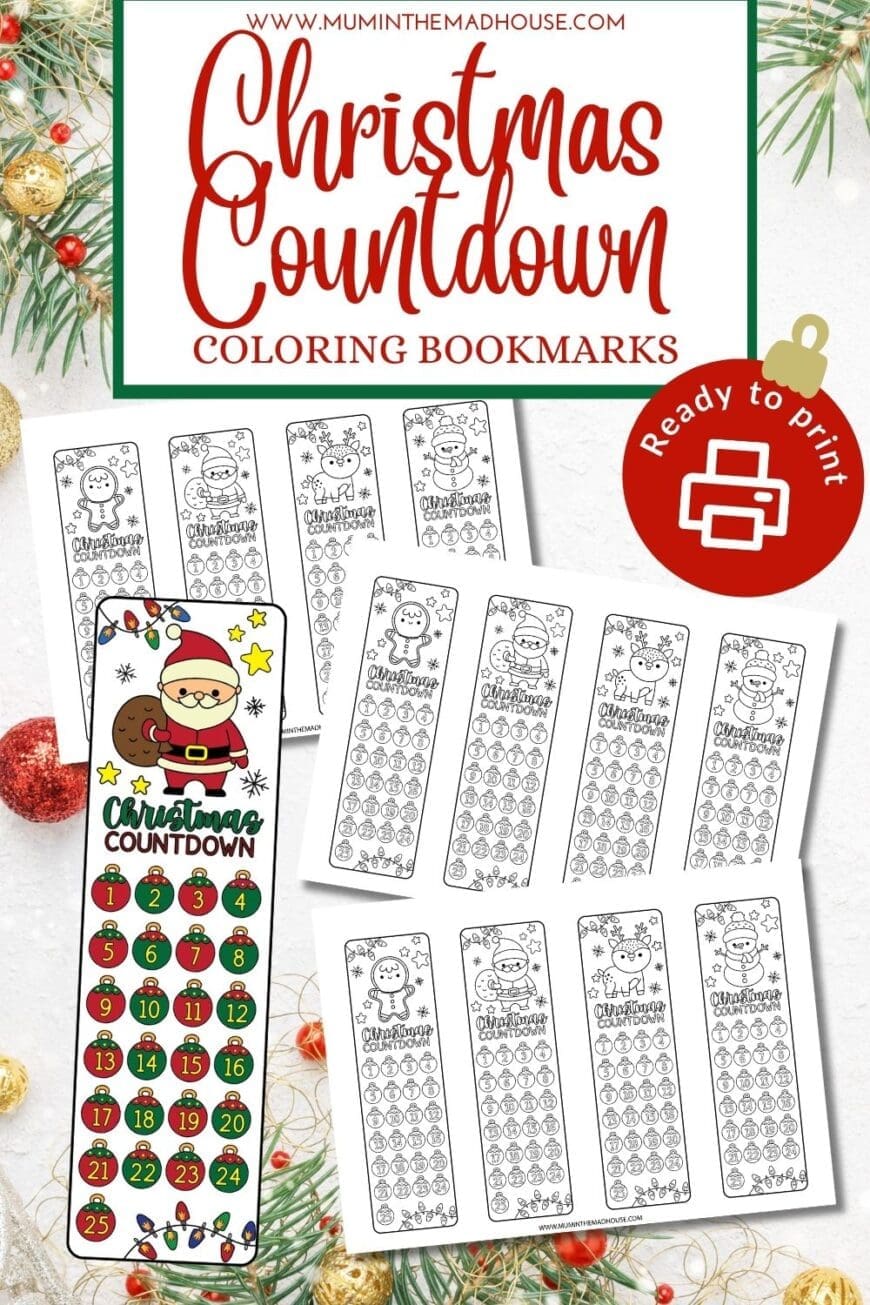 Make counting down to Christmas extra special with these fun, free printable bookmarks to color! Kids will love personalizing each day’s bookmark as they get closer to the big day. Perfect for holiday fun at home or in the classroom!