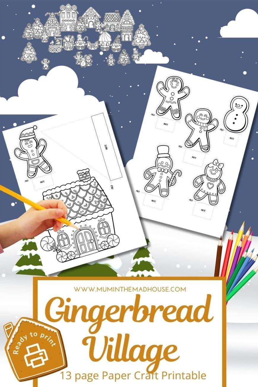 Build a cozy gingerbread village this holiday season! Download our free printable set for kids to color, cut, and assemble. A wonderful way to celebrate Christmas creatively!