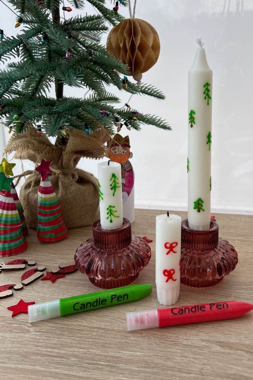 Paint your own Christmas candles with safe, burnable wax pens! Perfect for festive décor, table centerpieces, or heartfelt gifts for loved ones.