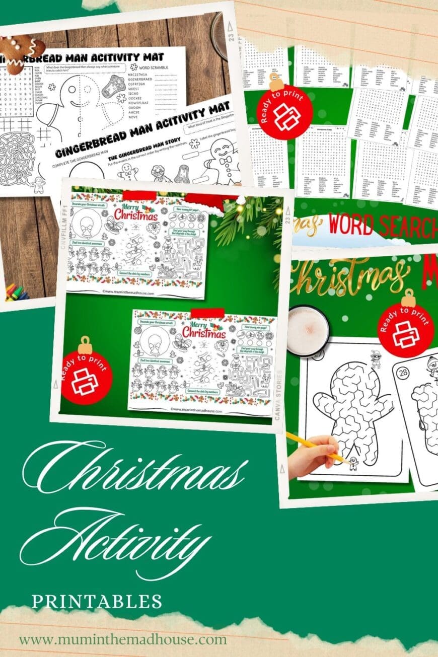 Keep kids entertained with Christmas activity mats! Featuring mazes, word searches, and puzzles, these printables are perfect for holiday meals or classroom fun.