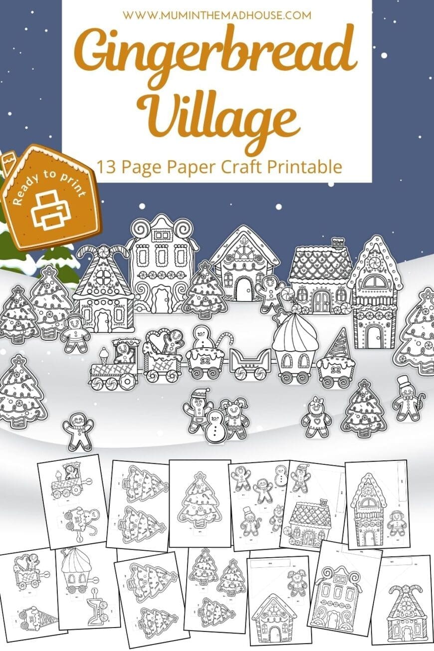 Let kids create their own gingerbread village this Christmas with these free printable crafts! A fun, hands-on activity to color, cut, and display, perfect for holiday decor and festive fun.
