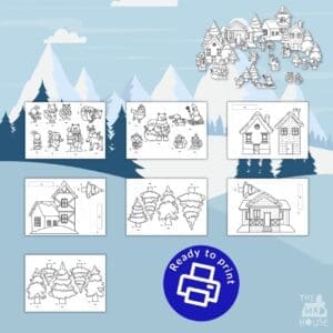 Printable Animal Winter Village