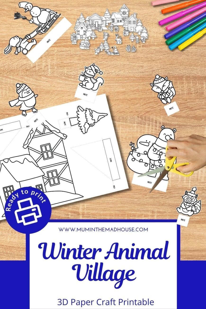 Bring winter magic to life with this Printable Animal Winter Village! This free craft is great for kids, encouraging creativity and imaginative play. A must-try for the festive season!