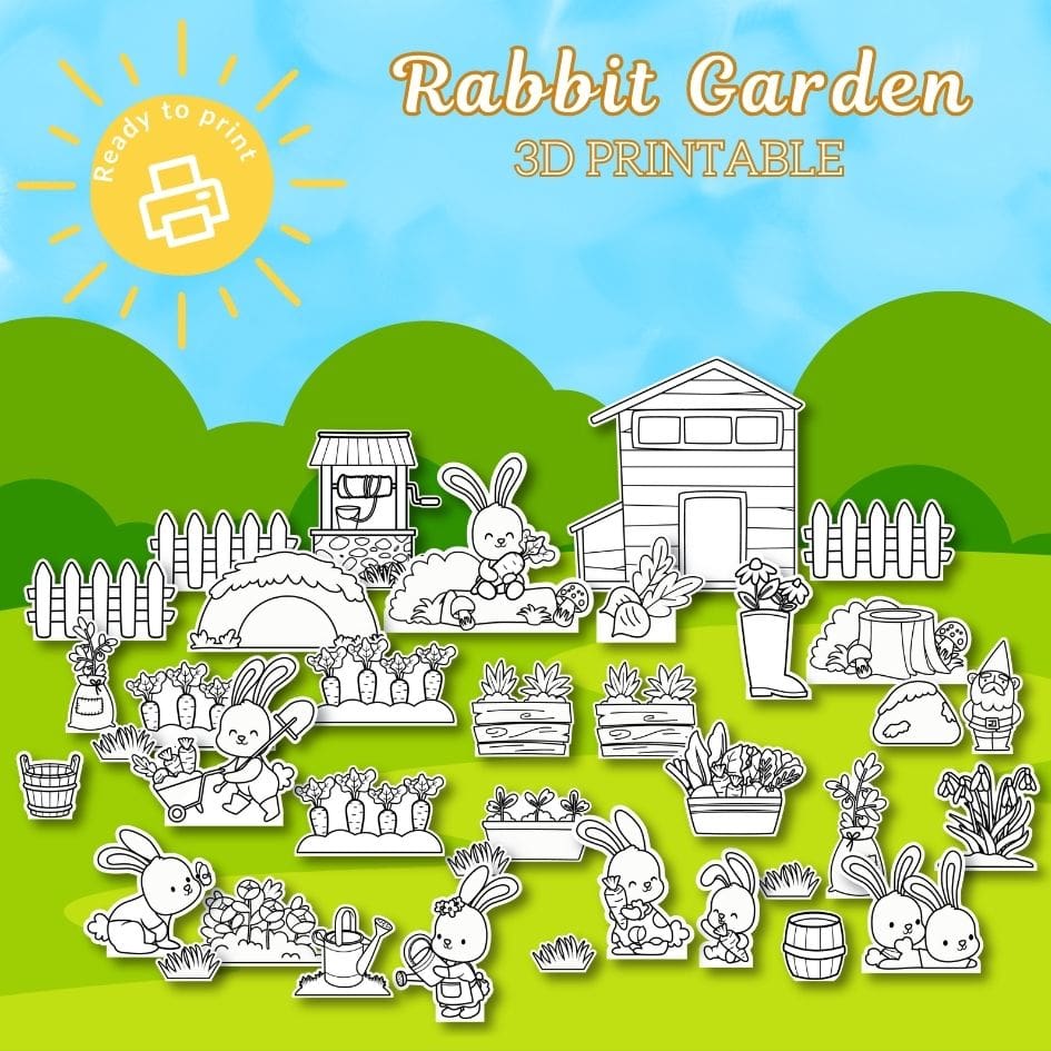 Download the Rabbit Garden Paper Build Printable