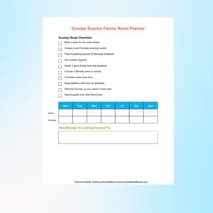 Sunday Scaries Reset Planner