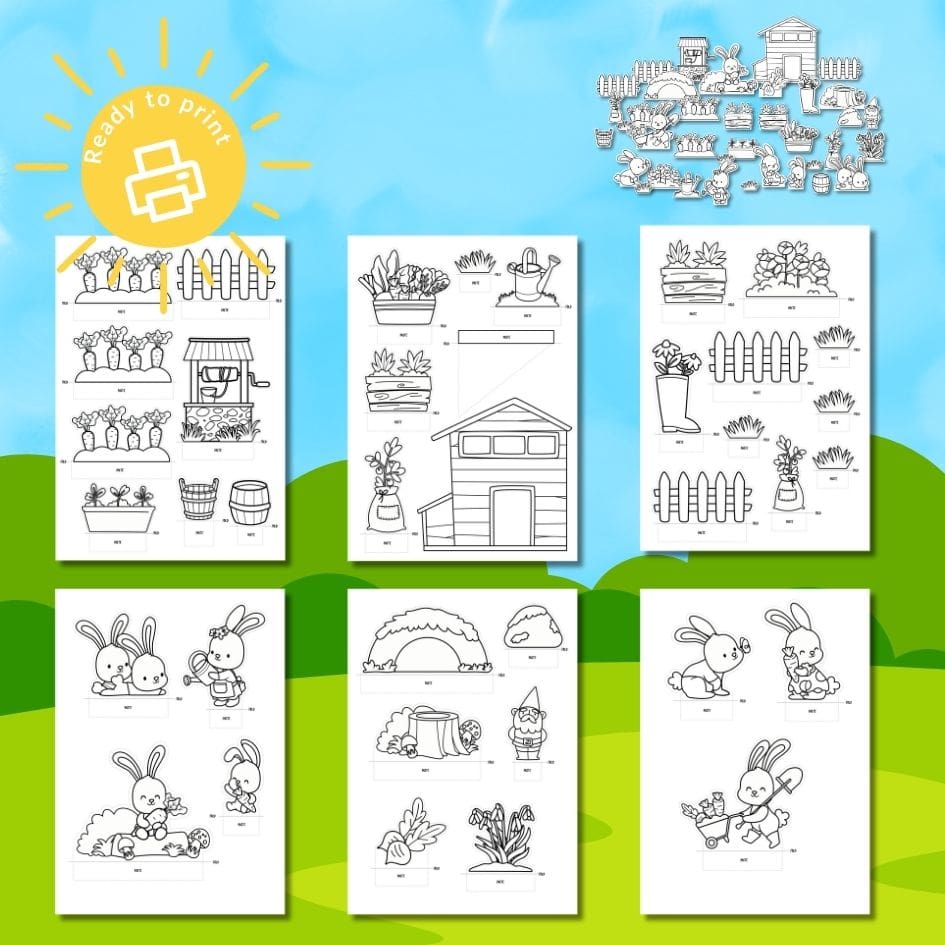 Download the Rabbit Garden Paper Build Printable - Image 2