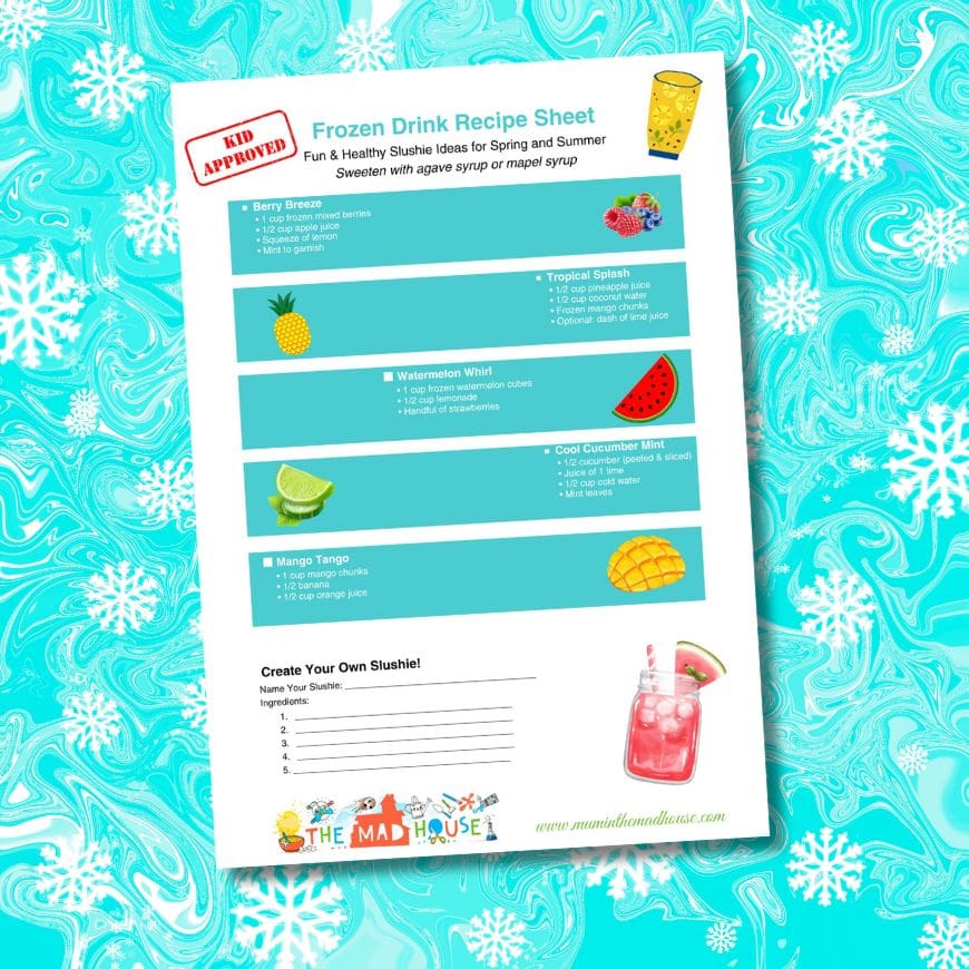 Frozen Drink Recipe Sheet Printable – Fun Slushie Recipes for Spring & Summer